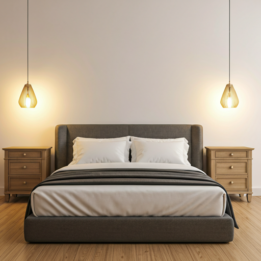 master bedroom interior with king size bed warm lighting and elegant textile textures